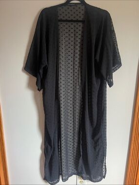 Banana Republic Factory Black Sheer Polka Dot Swim Coverup